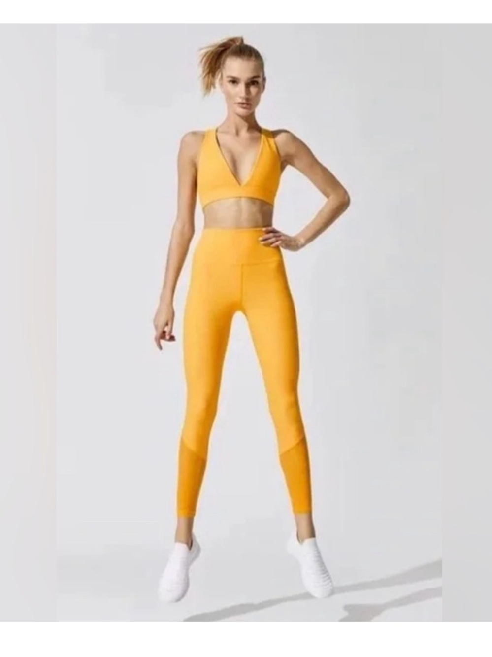 Beach Riot Lauren High-Waist Ribbed Leggings in Yellow